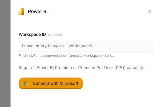 Power BI connection settings