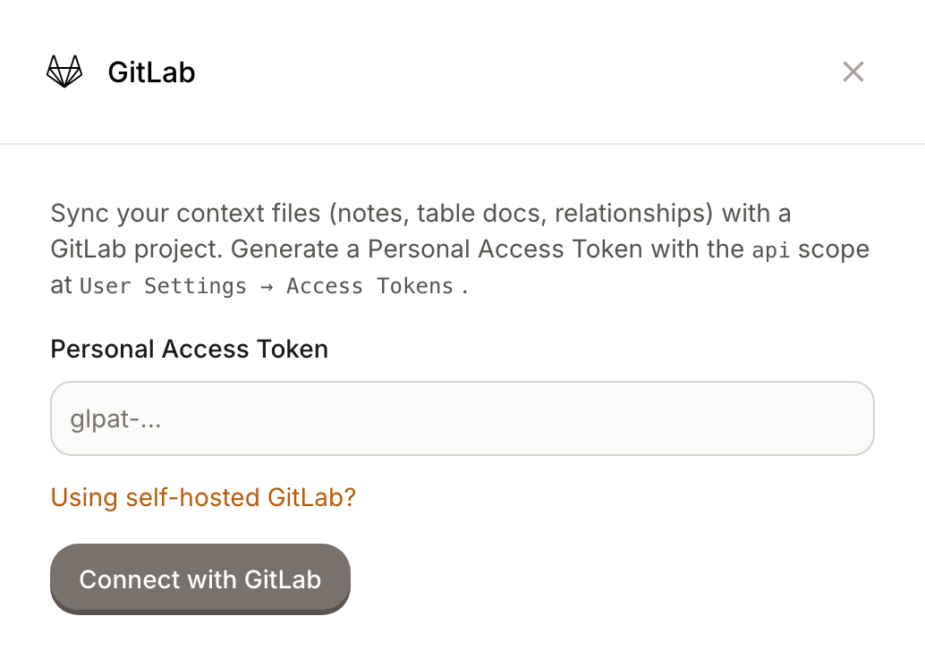GitLab sync connect panel