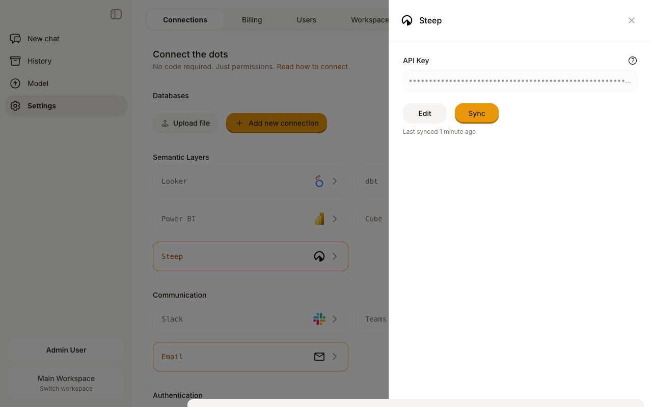 Steep connection settings