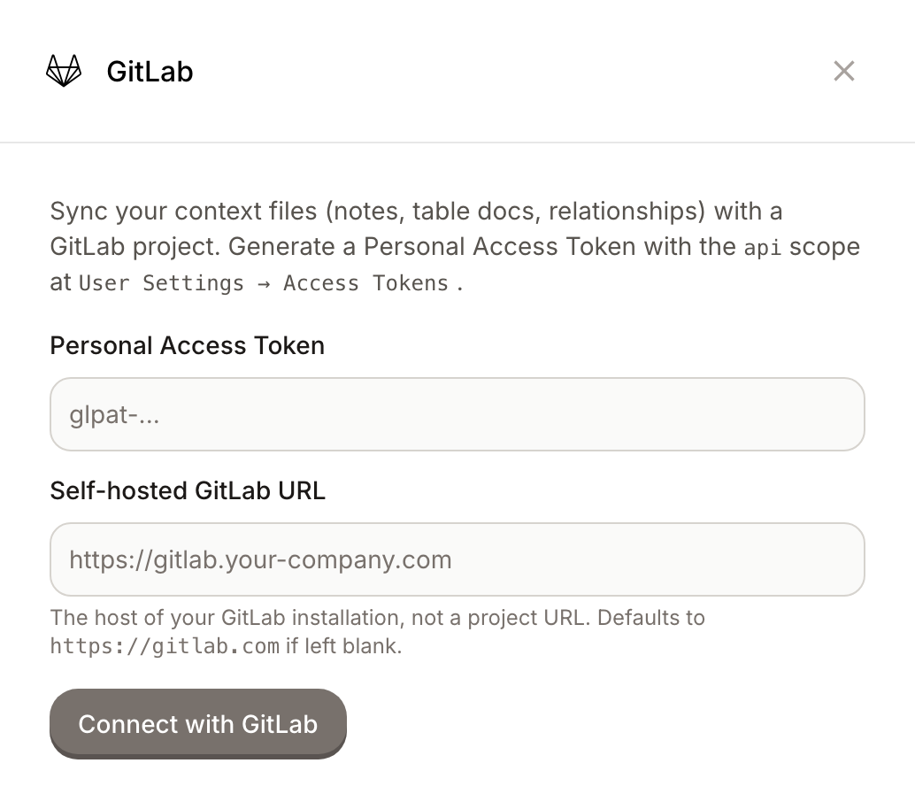 GitLab self-hosted URL field